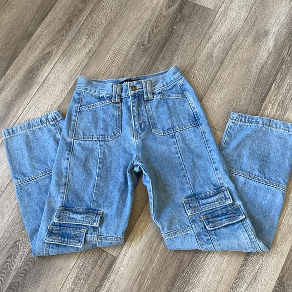 Lioness women’s Stacey cargo high rise denim jeans straight leg pants size: XS - Picture 3 of 6
